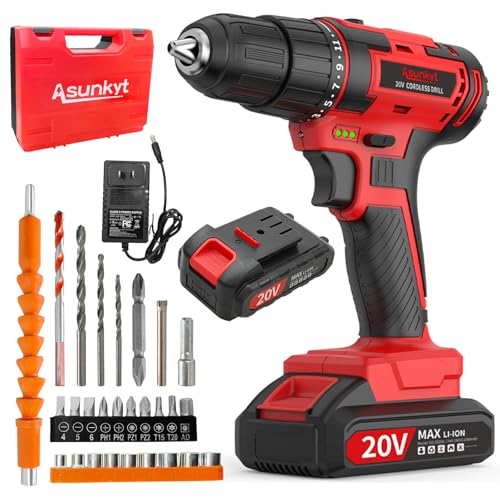 ⭐️⭐️ 20V Cordless Drill, Electric Power Drills Kit with Battery and
